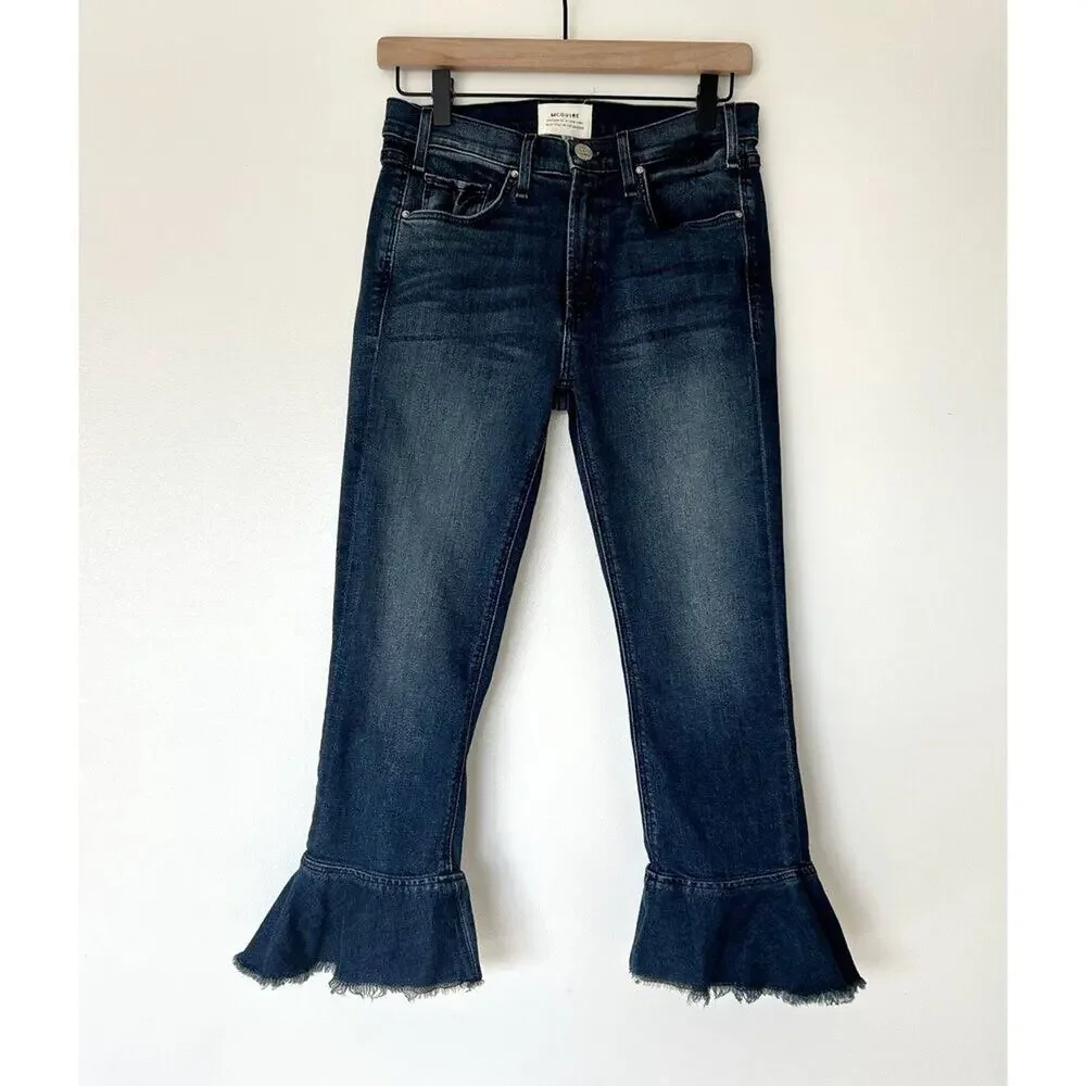 McGuire Denim Bohemia Flounce Cropped Kick Flare‎ Jeans Ruffle Hem Anthropologie